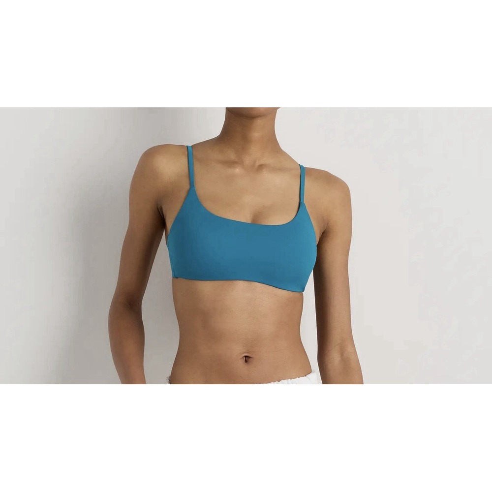 NWT Quince Lagoon Teal Blue Italian Scoop Neck Bikini Top Size XS